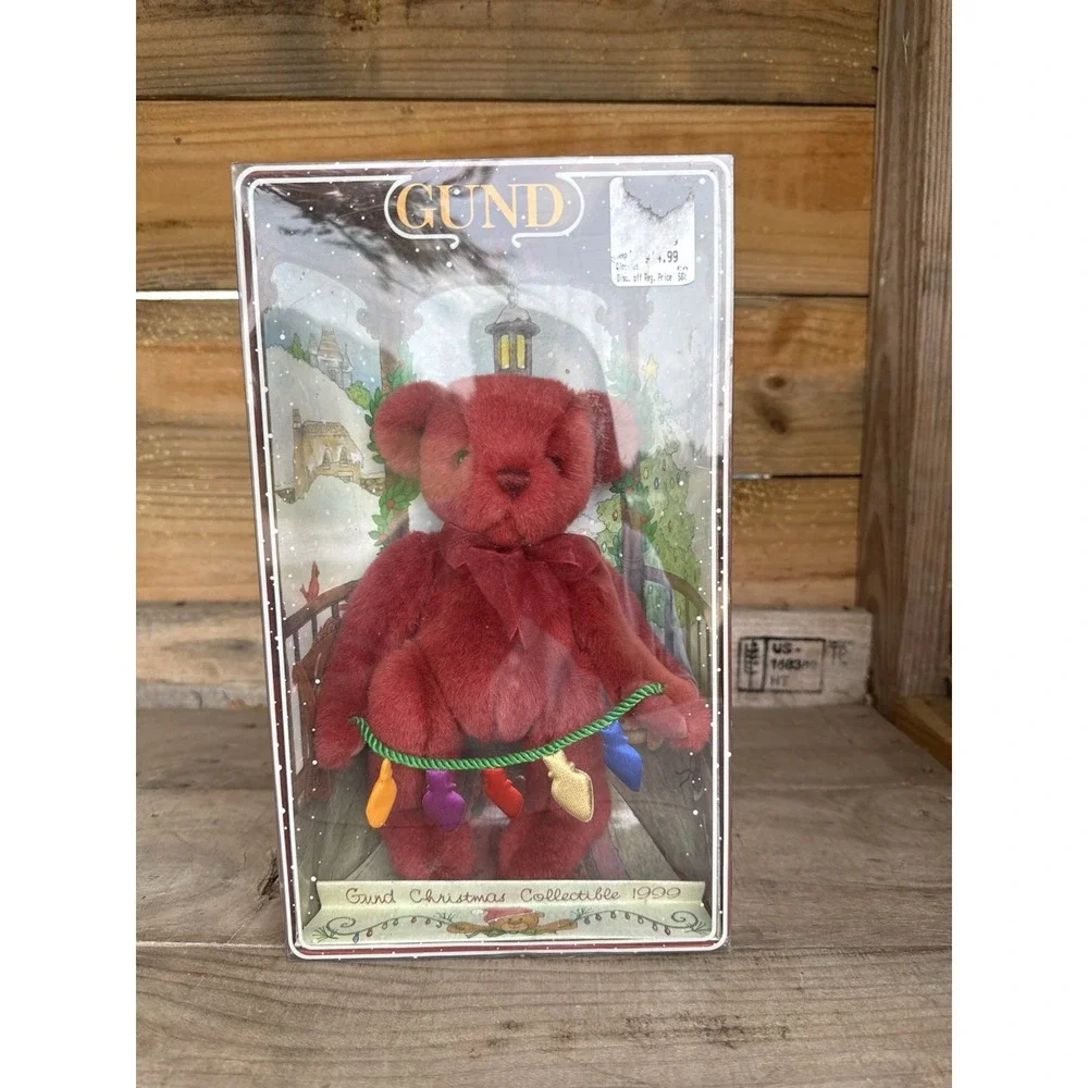 Vtg Gund Christmas Collection 1999 Red Yulebeary String Lights Stuffed Animal 8